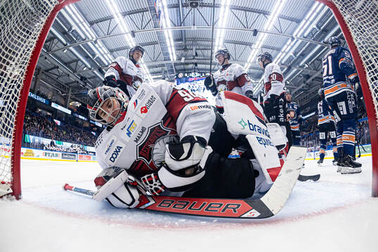 Malmö Redhawks målvakt Marek Langhamer deppar