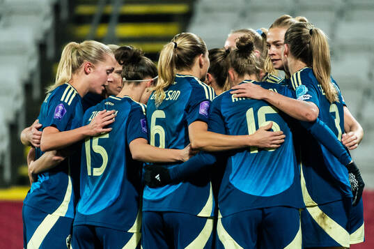 Linda Sembrant of Sweden celebrate with teammates