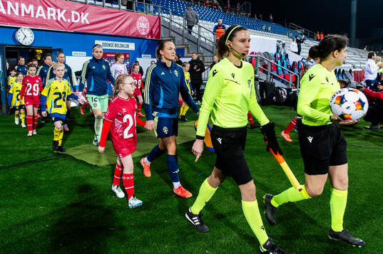 goalkeeper Jennifer Falk and Magdalena Eriksson of Sweden