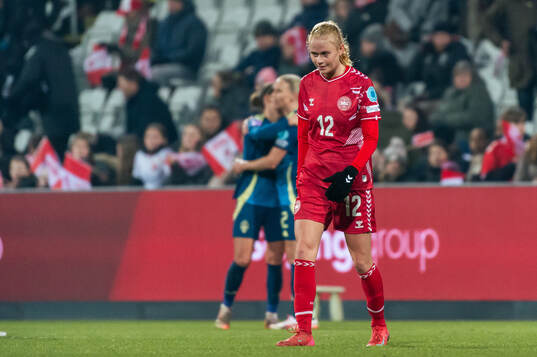 Kathrine Kuhl of Denmark looks dejected
