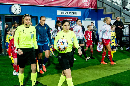 Magdalena Eriksson of Sweden and Pernille Harder of Denmark