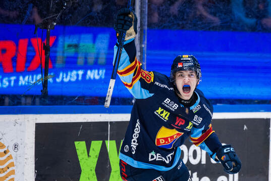 Djurgårdens Victor Eklund jublar