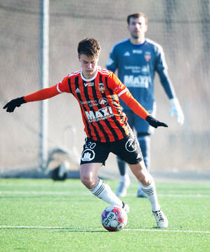 Kristianstads Linus Ingvarsson i träningsmatchen mellan