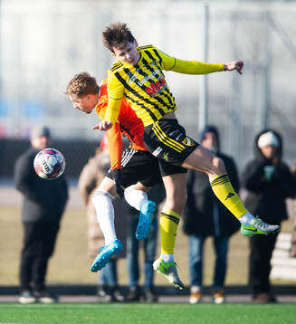 IFK Hässleholms Viktor Ahlgren i träningsmatchen mellan