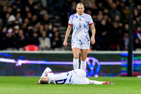 Caroline Graham Hansen of Norway in pain