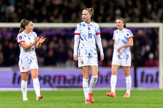 Caroline Graham Hansen of Norway looks dejected