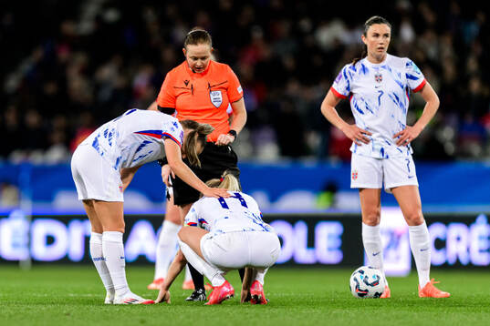 Ada Hegerberg of Norway in pain