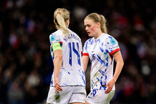 Mathilde Harviken and Ada Hegerberg of Norway looks dejected