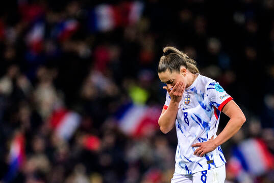 Vilde Bøe Risa of Norway looks dejected