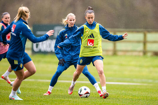 of the Swedish women's national football team at a training