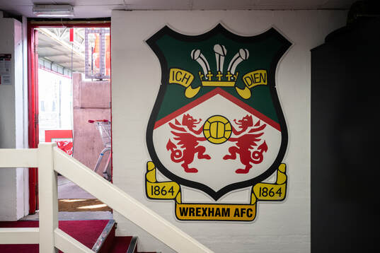 The club Crest of Wrexham is seen