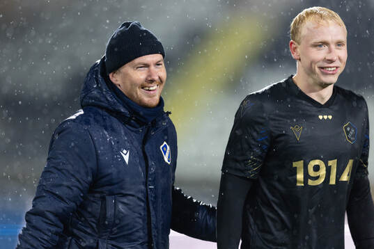 Halmstads huvudtränare Johan Lindholm och André Boman