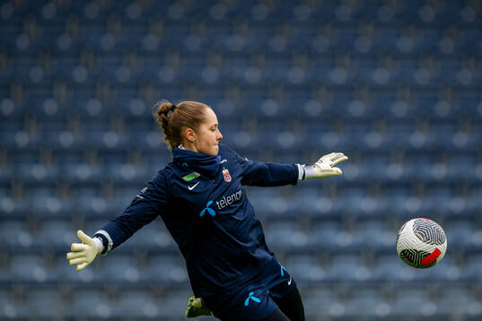 Goalkeeper Aurora Mikalsen of the Norwegian women's