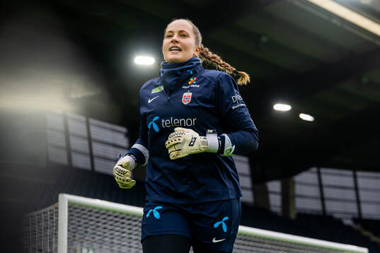 Goalkeeper Aurora Mikalsen of the Norwegian women's