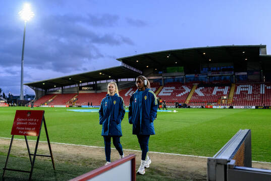 Rebecka Blomqvist and Evelyn Ijeh of Sweden
