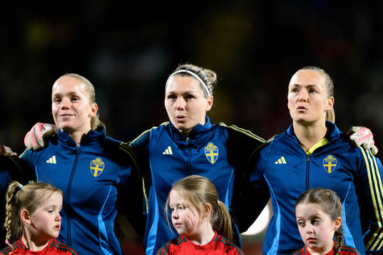 Hanna Lundkvist, goalkeeper Jennifer Falk and Magdalena