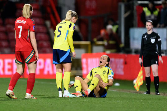 Magdalena Eriksson of Sweden in pain