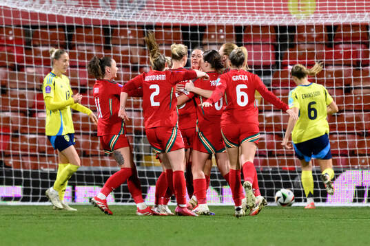 Kayleigh Barton of Wales celebrates