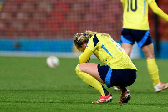 Stina Blackstenius of Sweden looks dejected