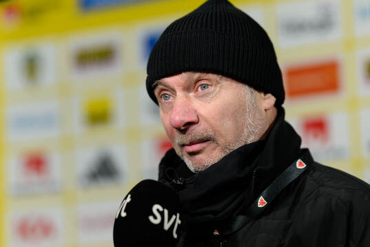 Head coach Peter Gerhardsson of Sweden is being interviewed