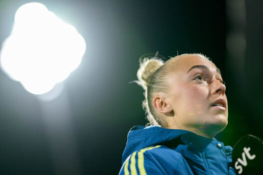 Hanna Bennison of Sweden is being interviewed
