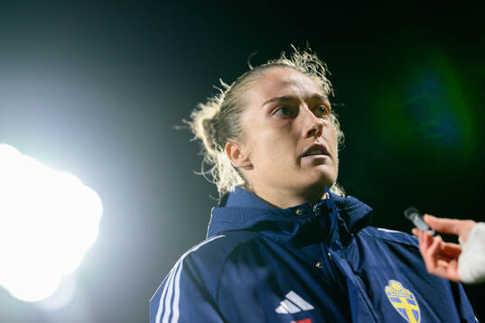 Filippa Angeldahl of Sweden is being interviewed