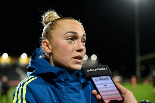 Hanna Bennison of Sweden is being interviewed