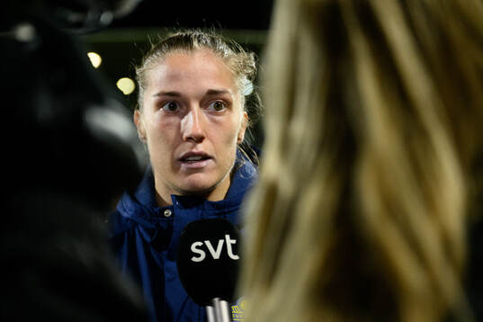 Filippa Angeldahl of Sweden is being interviewed