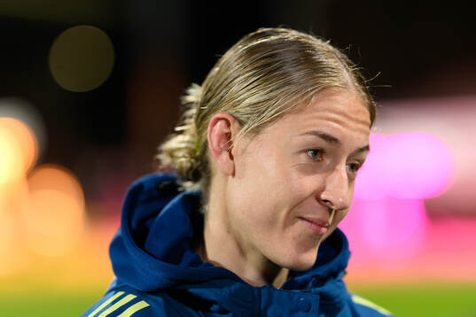 Emma Kullberg of Sweden is being interviewed