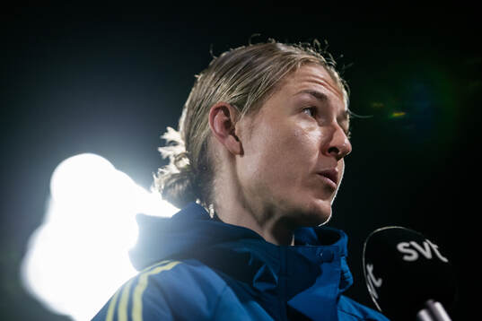 Emma Kullberg of Sweden is interviewed
