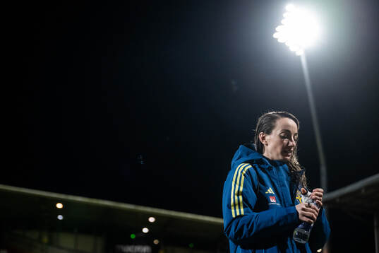 Kosovare Asllani of Sweden is interviewed