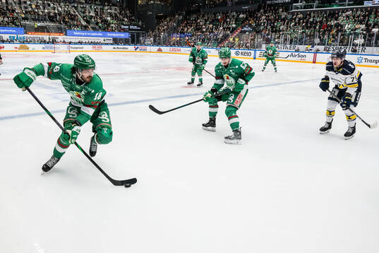 Rögles Dennis Everberg och Lubos Horky och HV71s Radan Lenc