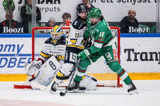 HV71s målvakt Frederik Dichow och Wilhelm Hallquisth och