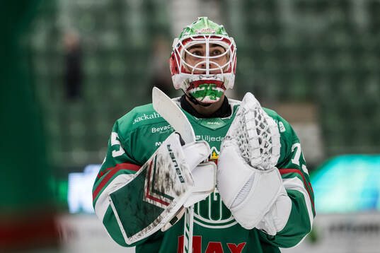 Rögles målvakt Arvid Holm jublar