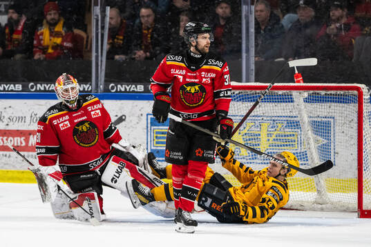 Luleås målvakt Matteus Ward, Pontus Själin och