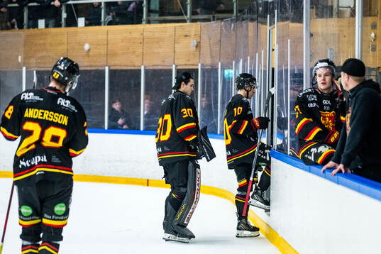 Alvesta SKs målvakt Gustav Tegvall och Gabriel Melin deppar