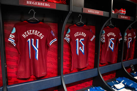 The kits of Ada Hegerberg and Justine Kielland of Norway in