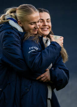 Goalkeeper Selma Panengstuen and Tuva Hansen of Norway