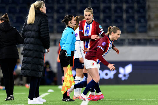 Ada Hegerberg and Elisabeth Terland of Norway