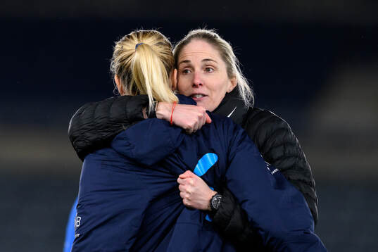 Ada Hegerberg and Head coach Gemma Grainger of Norway