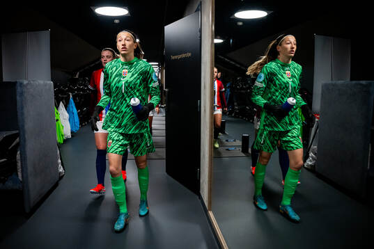 Goalkeeper Cecilie Fiskerstrand of Norway at half-time