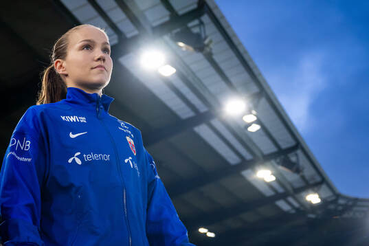 Guro Reiten of Norway enters the pitch