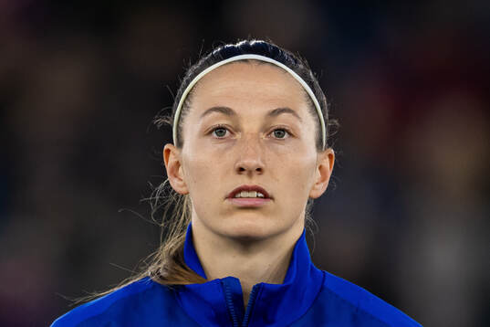 Goalkeeper Cecilie Fiskerstrand of Norway line up