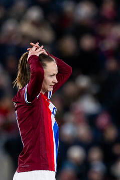 Caroline Graham Hansen of Norway reacts