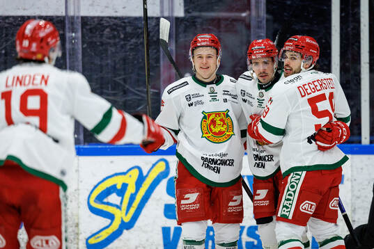 Moras Ludvig Levinsson jublar med lagkamrater