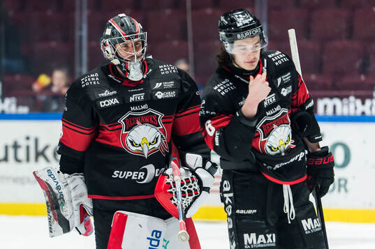 Malmö Redhawks målvakt Marek Langhamer och Dominik
