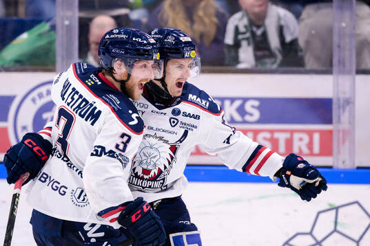 Linköpings Linus Hultström och Markus Ljungh jublar