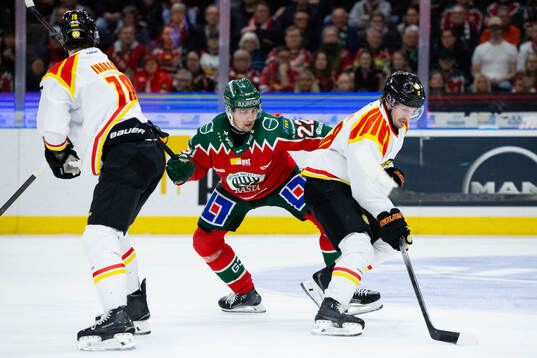 Brynäs Johannes Kinnvall och Frölundas Linus Nässen