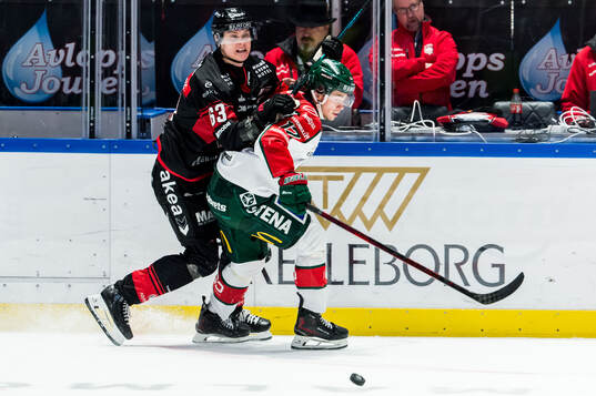 Malmö Redhawks Fredrik Händemark och Frölundas Isac Born