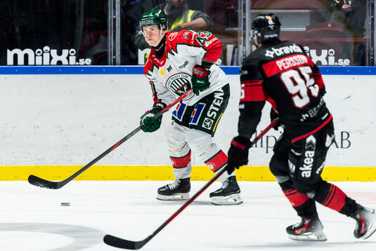 Frölundas Tom Nilsson och Malmö Redhawks Carl Persson